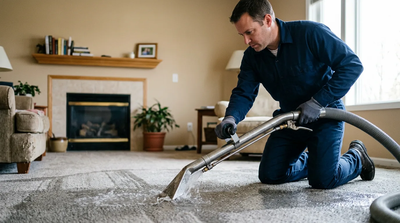 Water damage restoration technician working near Piedmont, AL